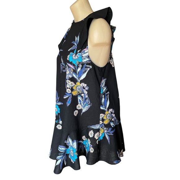 FREE PEOPLE Summer in Tulum Tunic Top Ruffle Floral Black Size Medium - Picture 8 of 15